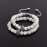 Stone CZ Pave Charm Beads Braided Bracelet Friendship Gift