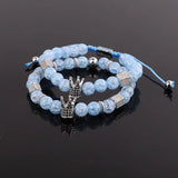Stone CZ Pave Charm Beads Braided Bracelet Friendship Gift