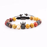 Stone CZ Pave Charm Beads Braided Bracelet Friendship Gift