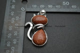 Cat Shape Natural Stone Cabochon Pendants