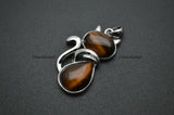 Cat Shape Natural Stone Cabochon Pendants