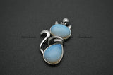 Cat Shape Natural Stone Cabochon Pendants