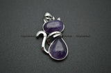 Cat Shape Natural Stone Cabochon Pendants