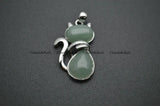 Cat Shape Natural Stone Cabochon Pendants