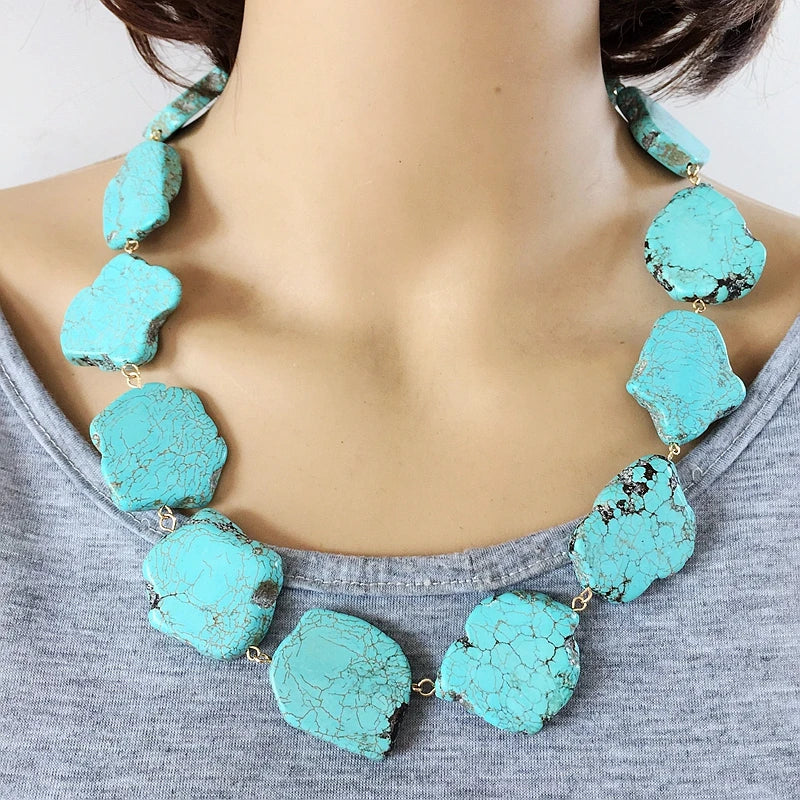 Natural Stone Choker Necklace Statement Marble Irregular Shape Accessories
