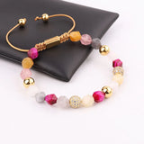 Stone Faceted Gemstone CZ Pave Ball Braided Macrame Bracelet