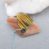 Labradorite & Sun Stone Women DIY Pendant Bead 56x38x8mm