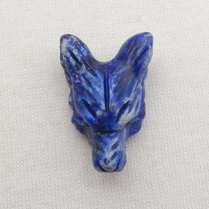 Handcarved Lapis Lazuli Wolf Head Pendant Bead