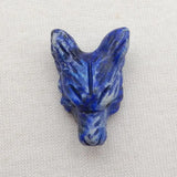 Handcarved Lapis Lazuli Wolf Head Pendant Bead