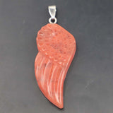 Natural Stone Pendant Charms Angel Fairy Wing Agate Unakite Tiger Eye