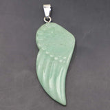 Natural Stone Pendant Charms Angel Fairy Wing Agate Unakite Tiger Eye