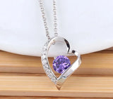 Heart Zircon Pendant Long Necklace for Women