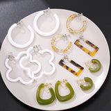 C-Shaped Acrylic Hoop Clip Earrings for Women