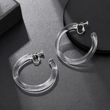 C-Shaped Acrylic Hoop Clip Earrings for Women