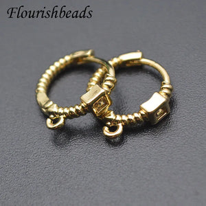 Paved CZ Beads Round Shape Earring Hooks Plated Jewelry Making 30pcs