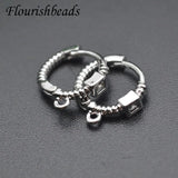 Paved CZ Beads Round Shape Earring Hooks Plated Jewelry Making 30pcs