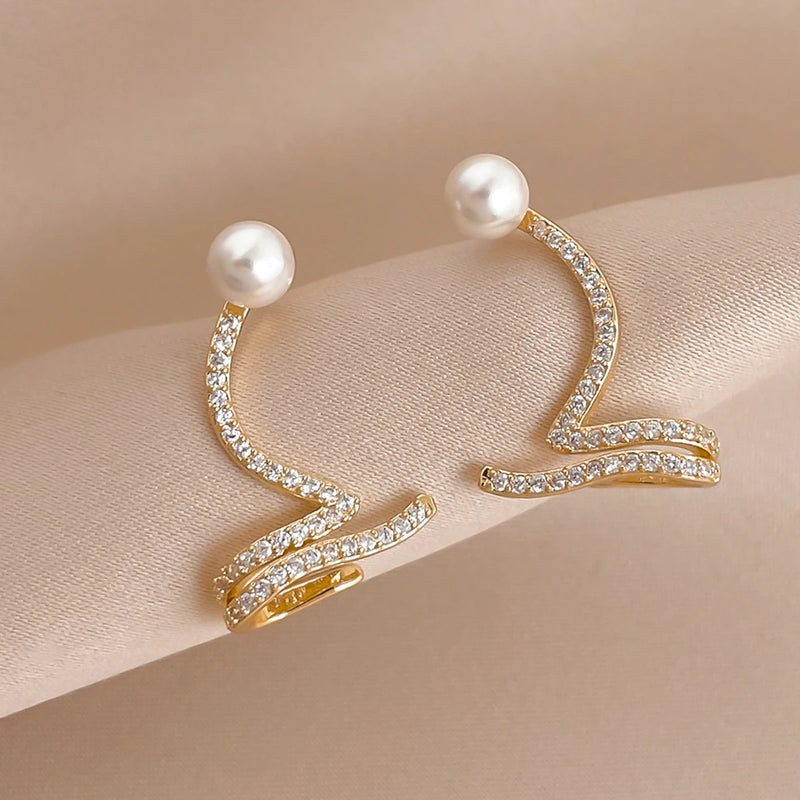 Rhinestone Ear Studs for Women Girls, No Piercing Earrings, Elegant Jewelry