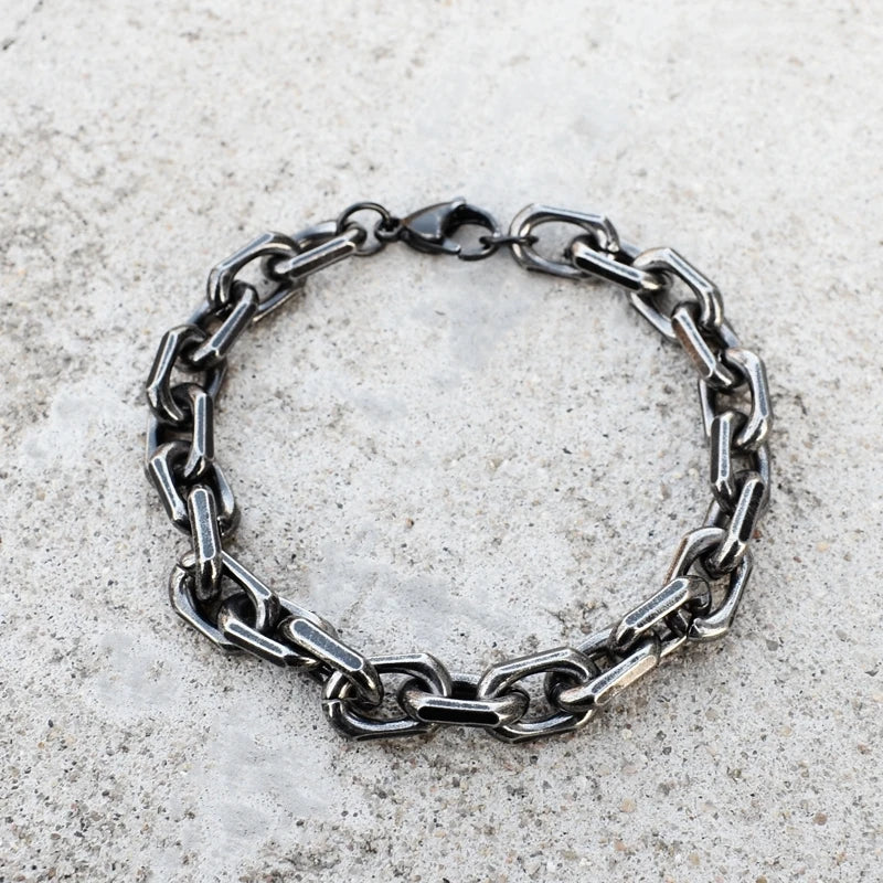 Personality Punk Rock Chain Bracelet Stainless Steel Vintage Cuban Chain