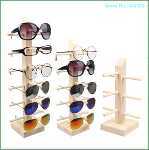 Wood Glasses Display Stand Holder Organizer Prop