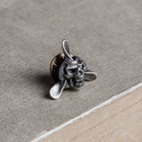 Vintage 925 Sterling Silver Halloween Skull Lapel Pin