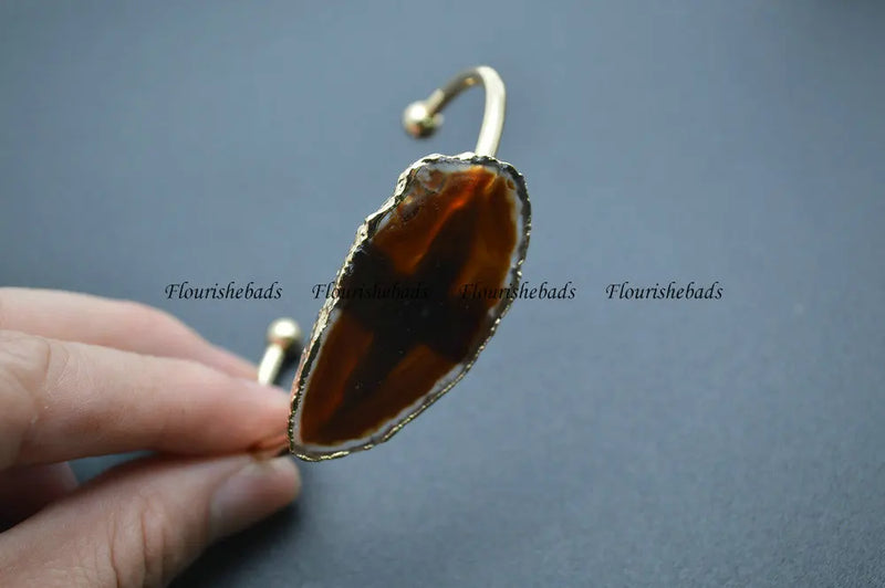 Red Agate Stone Wire Bangle Bracelet Jewelry