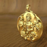 Big Sun Tathagata Pendant Chinese Style Amulet Necklace Men's Jewelry