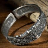 Retro Bull Head Bracelet Men's Open Silver Jewelry