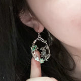 Vintage Rhodium Flower Drop Earrings for Women