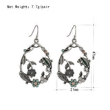 Vintage Rhodium Flower Drop Earrings for Women