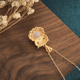 Retro Owl Pendant with Jade Necklace for Women