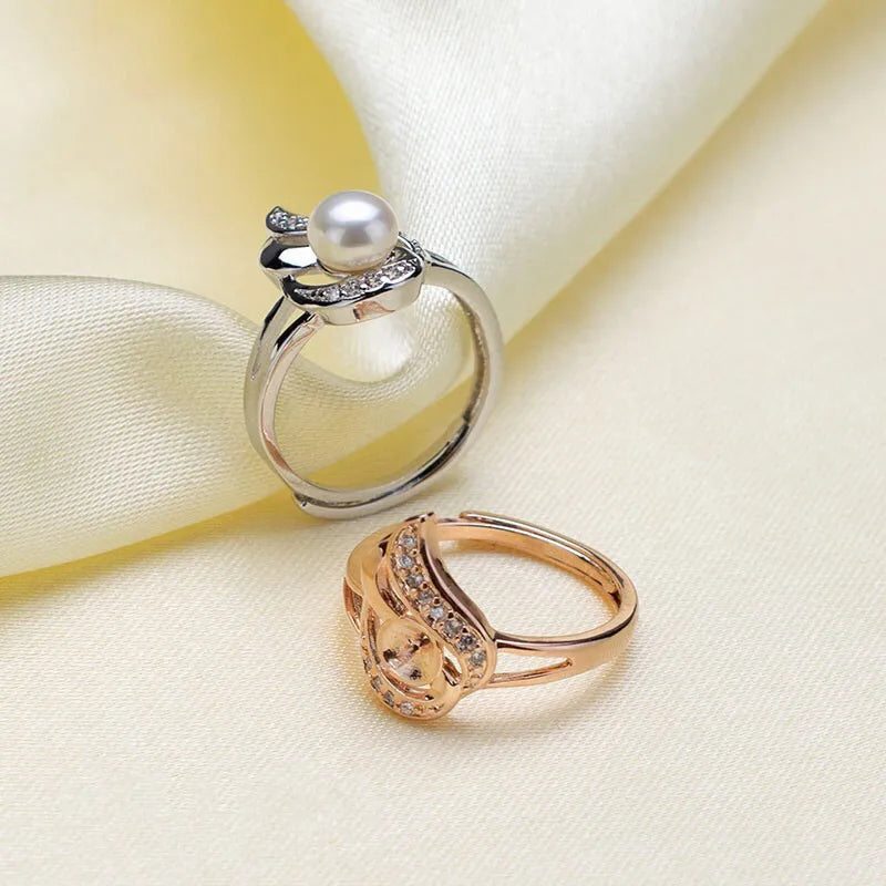 Adjustable Ring Jewelry Parts Silver Accessories for Beads Stones Jade