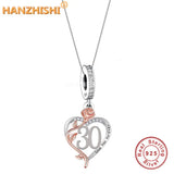 925 Sterling Silver Rose Flower Necklace Number Pendant Necklace