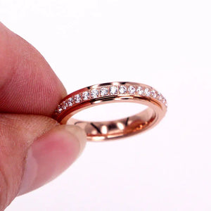 Rotatable Zircon Ring Titanium Steel Woman Ring Jewelry