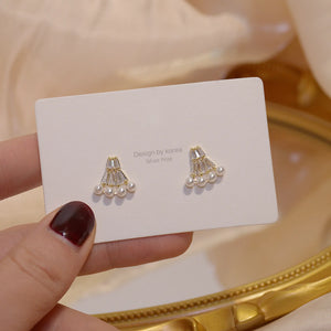 S925 Zirconia Pearl Earrings Wedding Bridal Jewelry