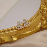 S925 Zirconia Pearl Earrings Wedding Bridal Jewelry