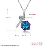 S925 Silver Square Crystal Pendant Necklace for Women Party