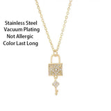 Light Zircon Crystal Key Pendant Necklace Women Party Jewelry