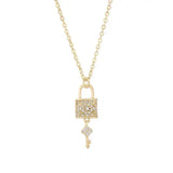 Light Zircon Crystal Key Pendant Necklace Women Party Jewelry
