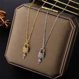 Light Zircon Crystal Key Pendant Necklace Women Party Jewelry