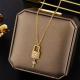 Light Zircon Crystal Key Pendant Necklace Women Party Jewelry