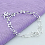 925 Sterling Silver Four-Leaf Clover Charm Bracelet For Women