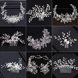 Silver Pearl Hair Jewelry Crystal Wedding Tiara Hair Combs Headpiece Bridal