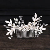 Silver Pearl Hair Jewelry Crystal Wedding Tiara Hair Combs Headpiece Bridal