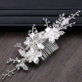 Silver Pearl Hair Jewelry Crystal Wedding Tiara Hair Combs Headpiece Bridal