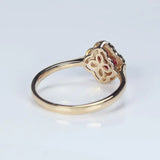 Silver Diamond Ruby Four Leaf Flower Adjustable Ring