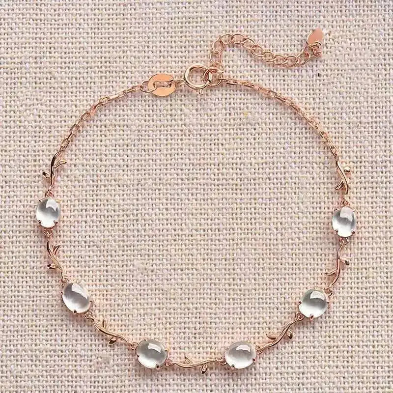 Silver Inlaid Hetian Chalcedony Wreath Bracelet for Women