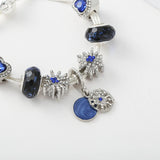 Silver Plated Charm Bracelet with Crystal Heart Beads Bangles Romantic Gift