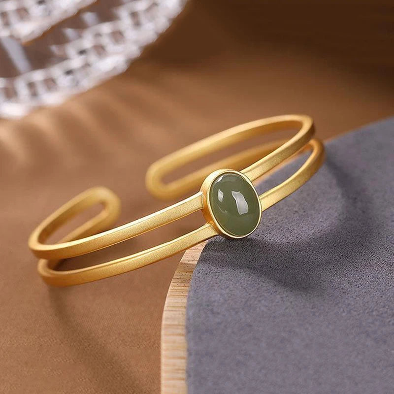 Vintage Silver Red Tourmaline Double Layer Bracelet