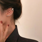 Geometric Heart Ear Bone Clip Silver Metal Ear Clip Earrings For Women