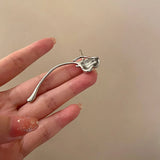 Geometric Heart Ear Bone Clip Silver Metal Ear Clip Earrings For Women